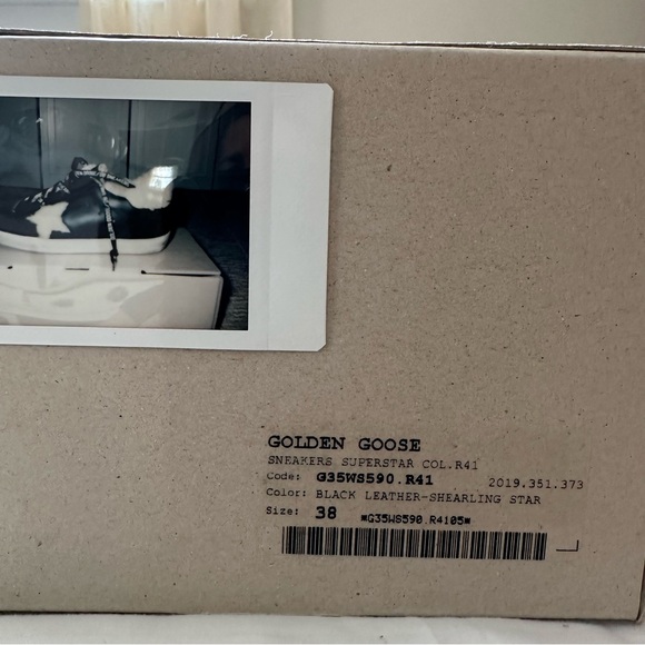 Golden Goose Superstar Sneakers. Black Leather Shearling Star. Size 38. New - Picture 8 of 8